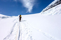 Ascending the ramp to the Columbia neve - this is the key terrain feature that makes the Athabasca Glacier approach to the main ice field feasible.