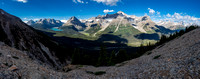 Why would I want to change my route with views like this behind me? Mount Patterson at center, Peyto Lake at left.