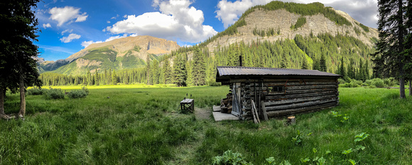 The main cabin with the ridge we used to access Nestor Peak rising beyond and Golden Mountain at distant left.
