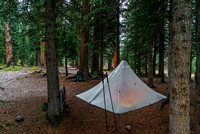 Our cozy camp at Red Deer Lakes.