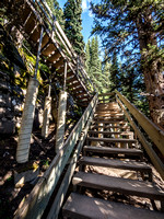 Stairs lead up steep cliffs just below Lake Agnes.