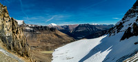 Great views back towards Tangle Ridge and Sunwapta Peak over Engelhard's shoulder.