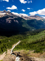Looking down Twin Falls and the Yoho Valley.