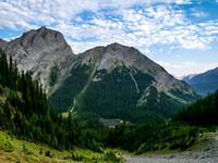 Looking back towards Commonwealth Peak and Ridge (R) over the Burstall Ponds.
