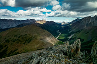 Highwood and Grizzly Ridges at left with Tyrwhitt at far left. Mount Rae in the distance at right.