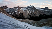 Looking back down the glacier - morning light just starting now.