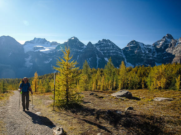 Hiking up Larch Valley to Sentinel Pass.
