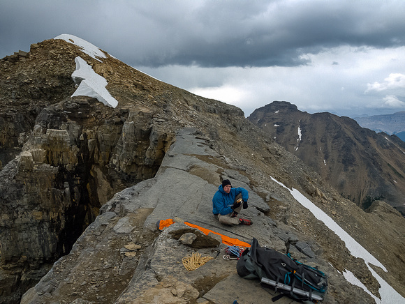 At our bivy on the east ridge of Bident Mountain.