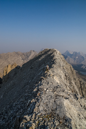 Yet another gorgeous morning as Jon traverses the summit ridge.