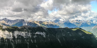 Views over Sulphur Mountain to the Sundance Range and Mount Bourgeau in the distance.