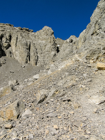 The route up through the gap.