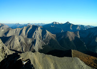 Looking over Guinns Pass to Bogart and Sparrowhawk. Lillian Peak at fg center left.