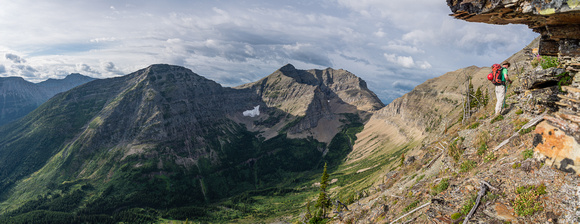 Ascending the east ridge of Mount Haig, views to Middle Kootenay Mountain.