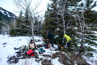 Gearing up for our hike after crossing a frosty Highwood River.
