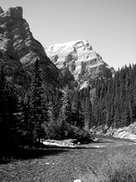 This is Mount Kidd seen from the Kananaskis River crossing right near the parking lot.