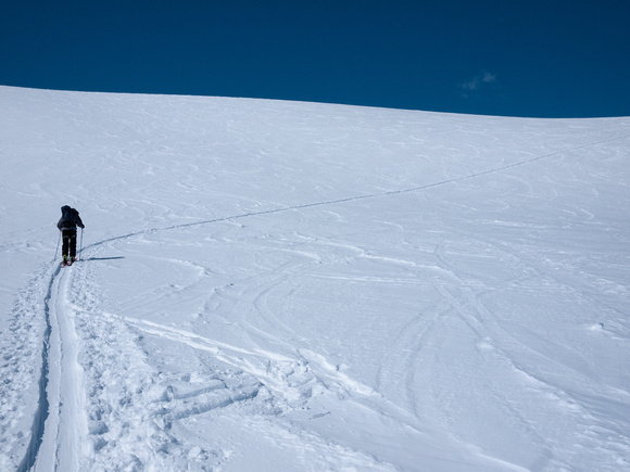 The glacier headwall is steep but it's a great ski back down!