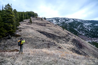 The west ridge is dry and pleasant hiking.