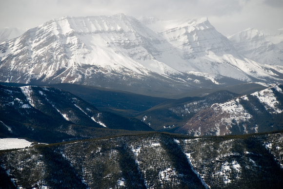 Dramatic views of Mounts Armstrong and McLaren along the continental divide to the west of Mount Burke.