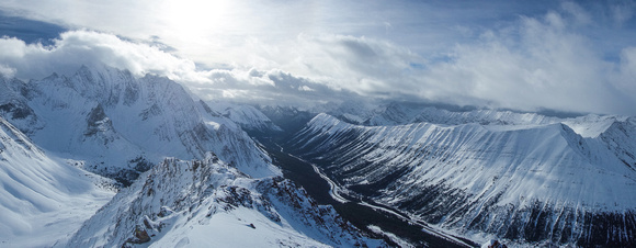 Panorama with Storm on the left and Highwood Ridge on the right.