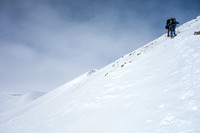 More steepness - running out of snow so we have to be careful. Most slides are triggered around rocky points like this.
