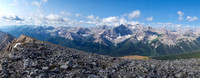 Another panorama, this one looking south towards Kananaskis Lake and west towards the Haig Icefield.