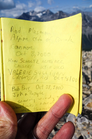The summit register is an interesting collection of names.
