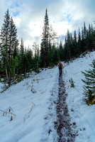 The trail became icy as soon as we started the steeper climb to the upper lakes.