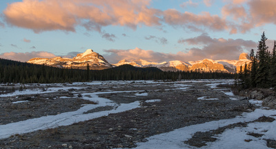 Sunrise on Black Rock, Costigan and Devil's Head (L to R) from along the washed out creek.