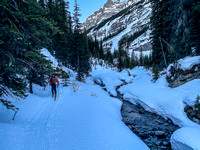 Skiing up French Creek.