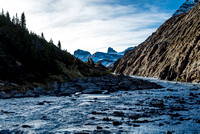 The magic starts right at the turn up to Cataract Pass. This is looking up the Brazeau River at the crossing point.