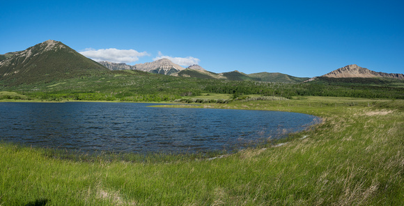Looking across the Indian Springs pond towards Lakeview Ridge and Dunwey rising just left of center.