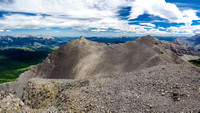 Looking ahead to the true summit of MacLaren at center right from the false summit.