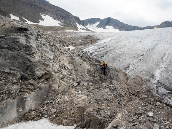 Phil approaches the toe of the NW glacier.