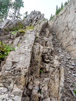 Looking up the easy gully.