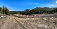 The Skeleton Creek drainage starts NW of Hat Mountain. Scalp's south end at distant left.