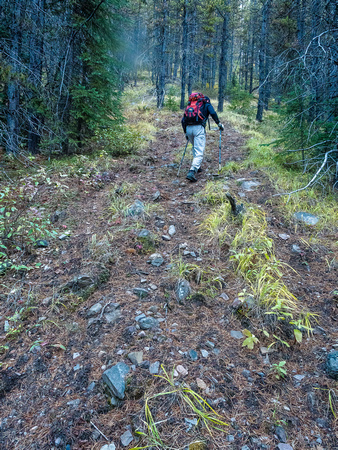 Starting up the steep slope to the first summit.
