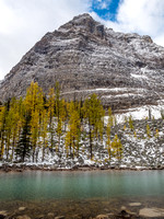 Mount Odaray looms over a frozen finger of Linda Lake.