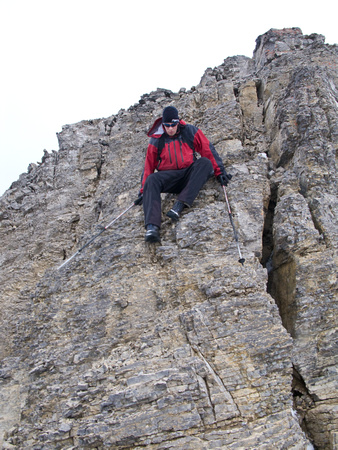 Jon descends the second summit.