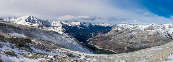 The gorgeous Red Deer River valley runs into Banff National Park in this view from the summit ridge.