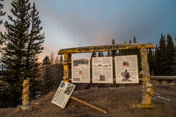 The sign at the trailhead, which can be read more clearly on the Parks Canada web site.