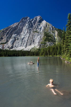 Swimming in Lower Elk Lake on a hot day.