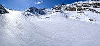 Skiing up the Balfour Glacier access canyon.