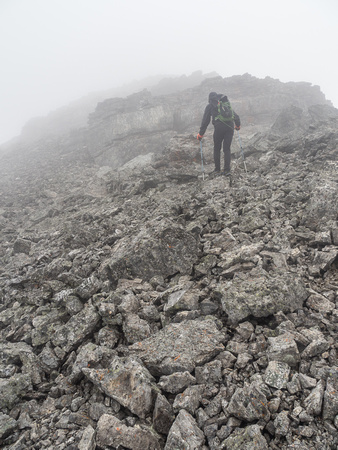 Approaching the first false summit.