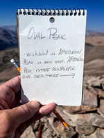Oval Peak summit register.