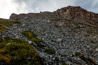 Cornelius scrambles the SE ridge of Fording Peak.