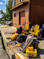 Our gear on the dock waiting for the flight to Adventure Lake.