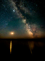 Mars reflects in Glenn Lake with the Milky Way.