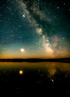 Mars reflects in Glenn Lake with the Milky Way.