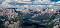 Looking over Bryant Creek to Assiniboine Pass and up the Allenby Pass past Cautley, Allenby and Beersheba (R).