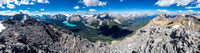 Great views from Silverhorn looking south (L), west (C) and north (R) along the Icefields Parkway.